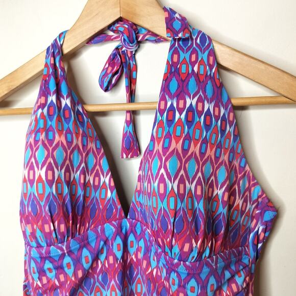 La Blanca Tankini Swim Top Geometric Halter - Picture 5 of 7